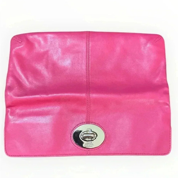 Authentic Coach Madeline Leather Foldover Clutch Turnlock Purse - Picture 3 of 4